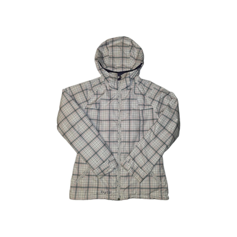 Burton DRYRIDE Plaid White Hoodie Ski Jacket Mens Size M Winter Snowboard